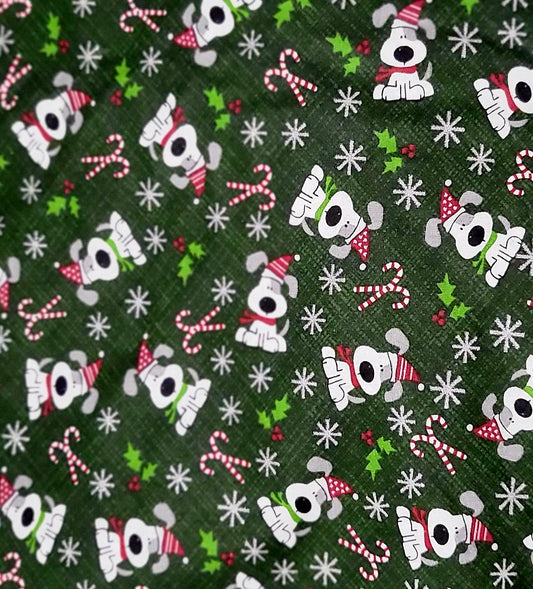 Woof Candy Cane and Snow Christmas Bandana