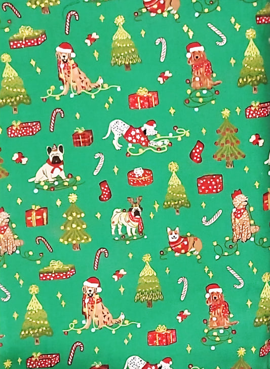 Green Multi-Dog Christmas Bandana