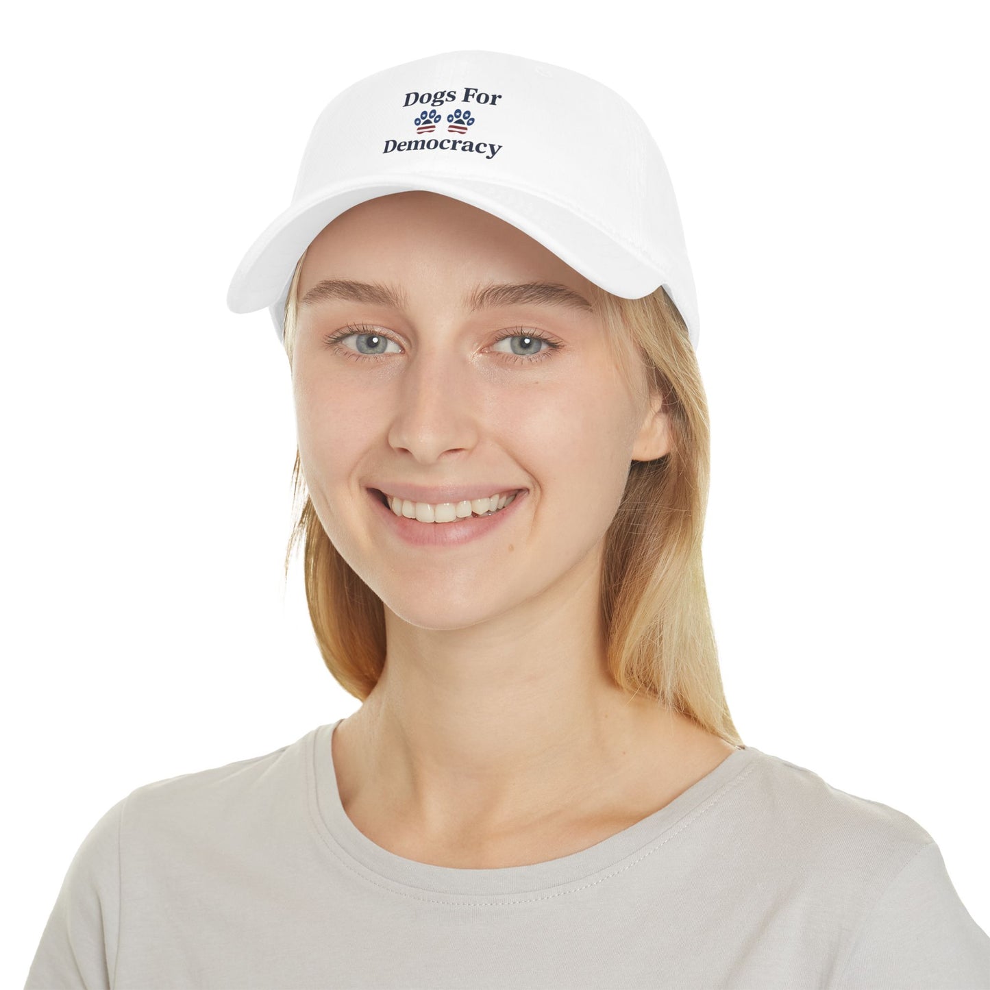 Dogs for Democracy Low Profile White Baseball Cap