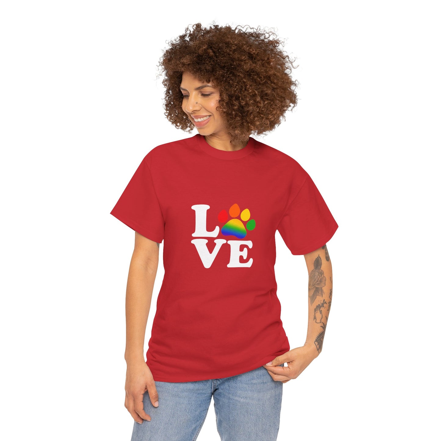 Pride Love Paw Heavy Duty Unisex Tee Sizes Small - 5XL (11 colors)