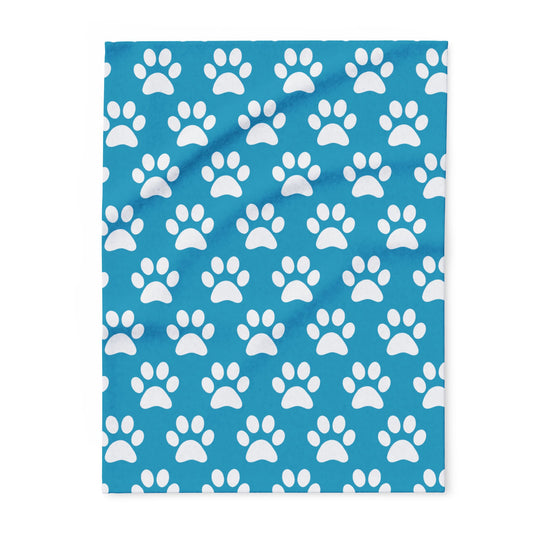 Cozy Paw Print Arctic Fleece Dog Blanket
