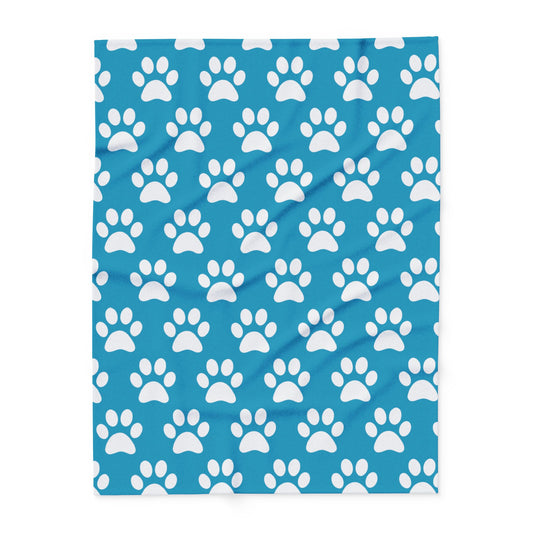 Cozy Paw Print Arctic Human Fleece Blanket