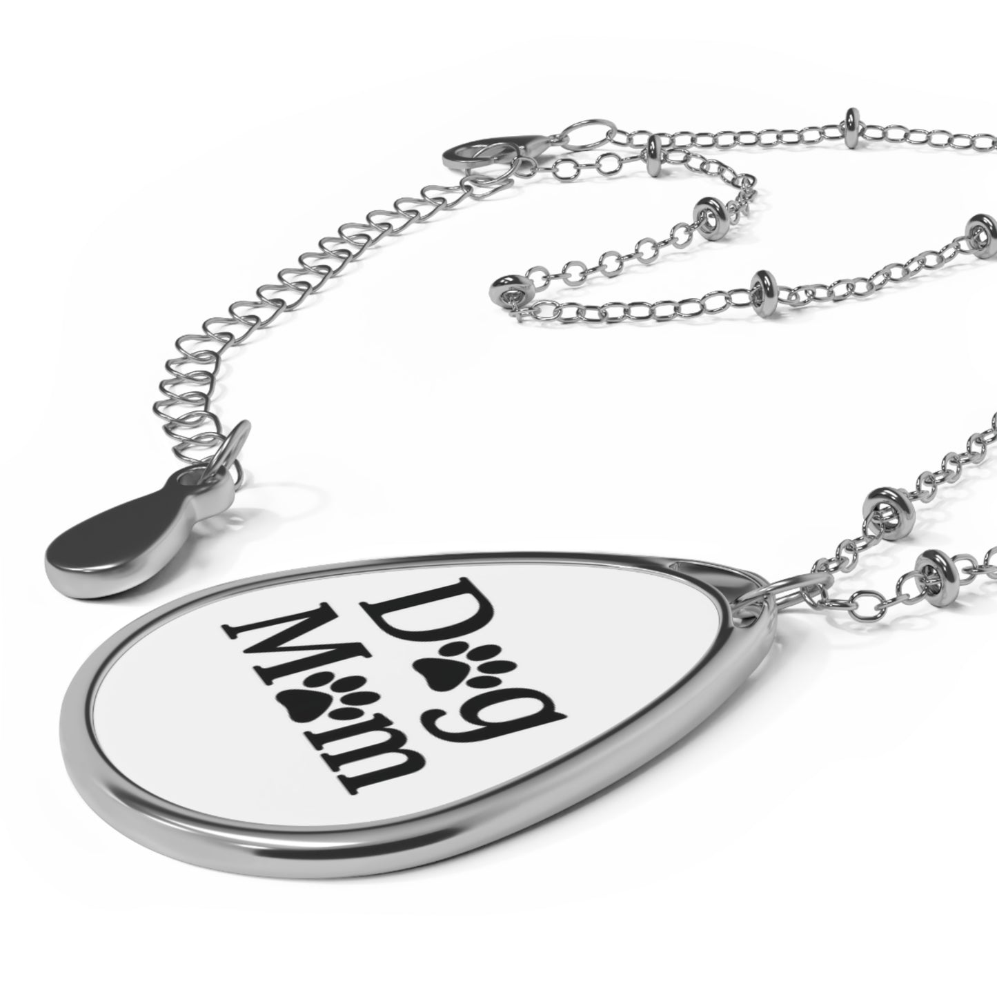 Dog Mom Oval Pendant Necklace