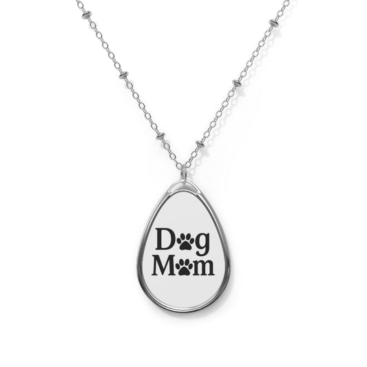Dog Mom Oval Pendant Necklace