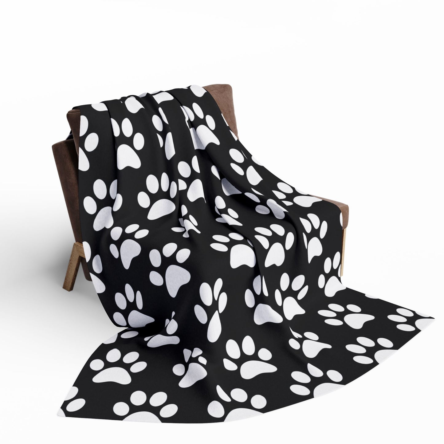 Cozy Paw Print Arctic Human Fleece Blanket