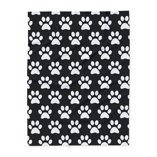 Cozy Paw Print Arctic Human Fleece Blanket