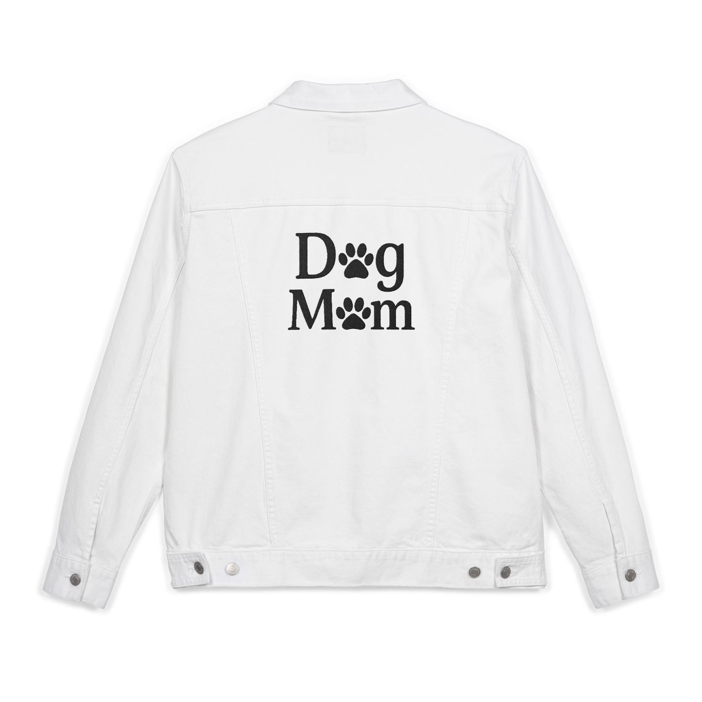 White Embroidered Dog Mom Denim Jacket Sizes Small - 2XL