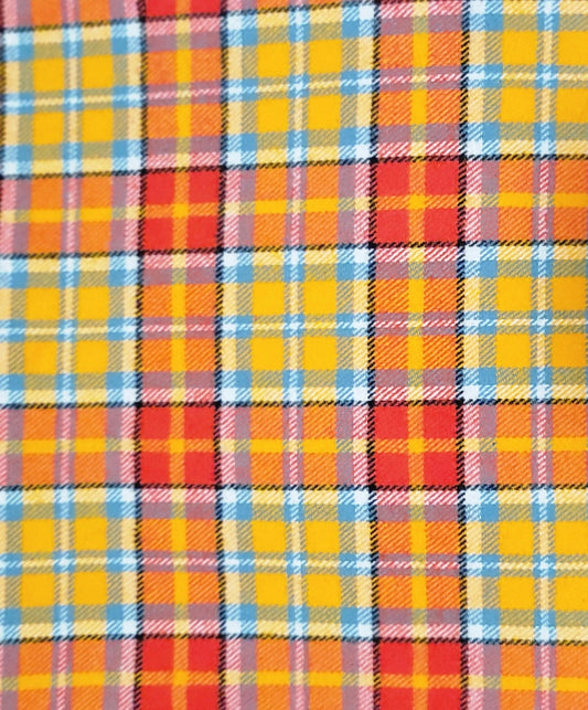 Bright Yellow Teal and Red Plaid Flannel