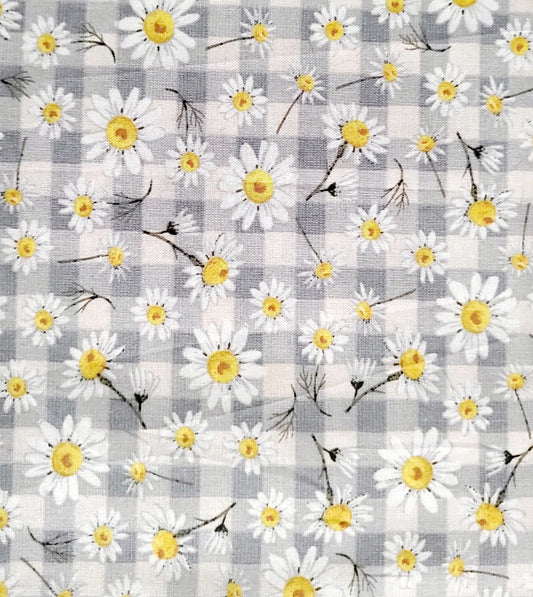 Gray Check with Daisies Bandana