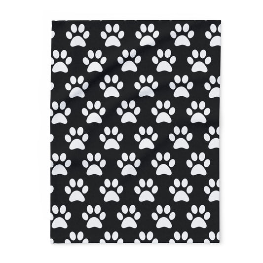 Cozy Paw Print Arctic Fleece Dog Blanket
