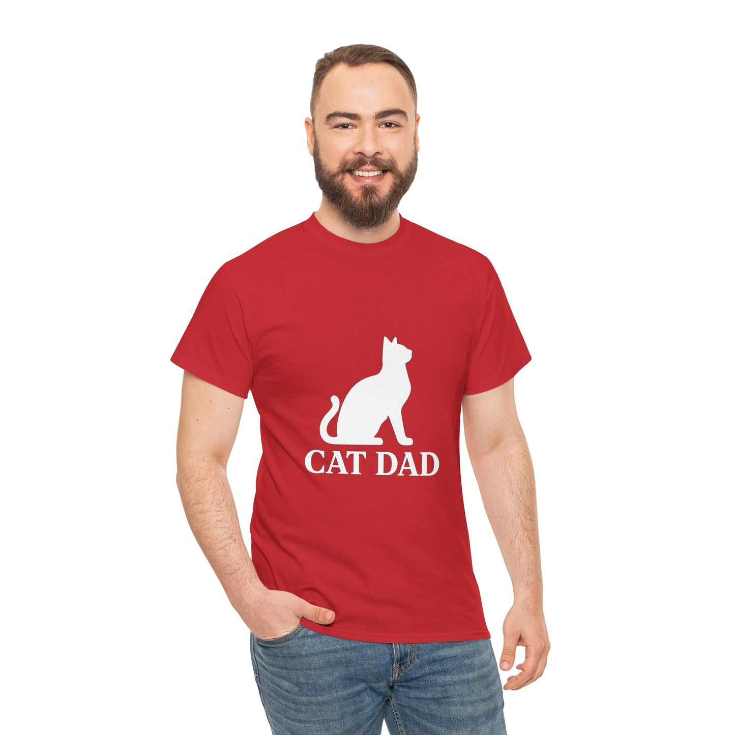 Cat Dad With Cat Heavy Duty Unisex Tee Sizes Small - 5XL (11 colors)