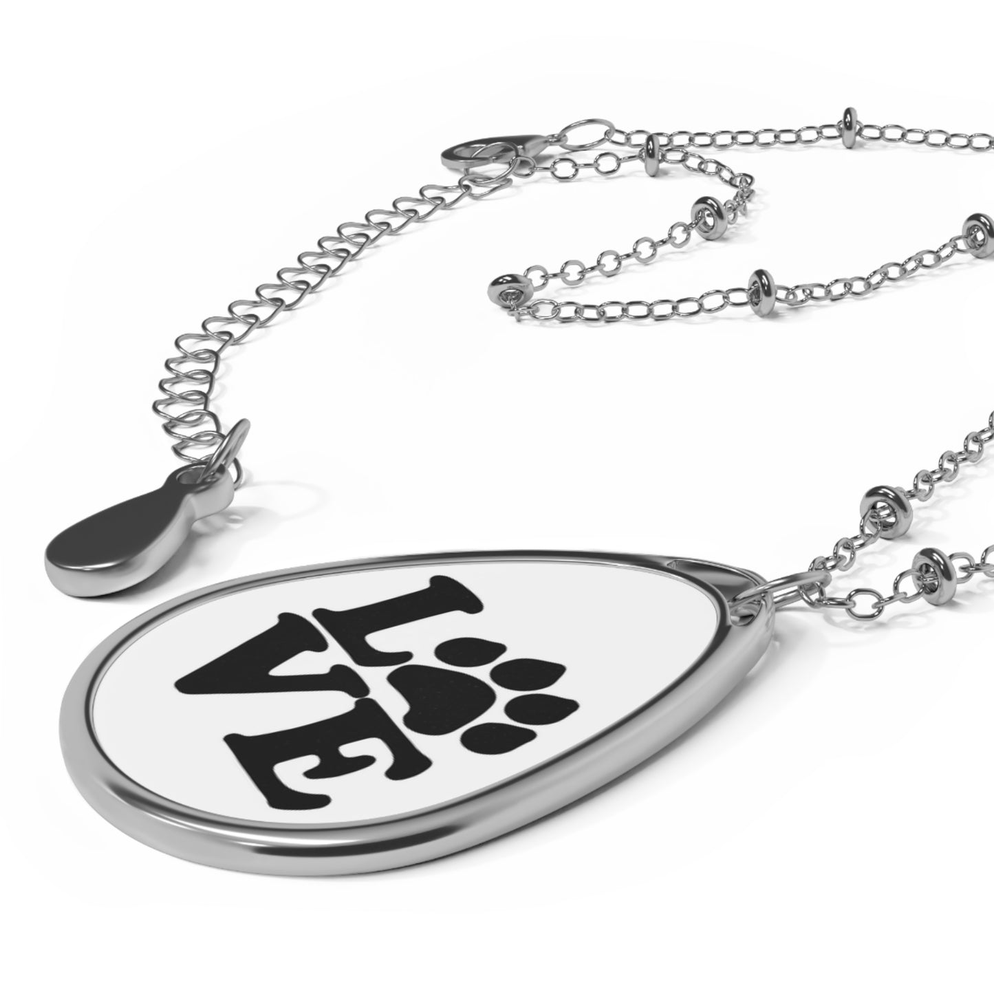 Love Paw Oval Pendant Necklace