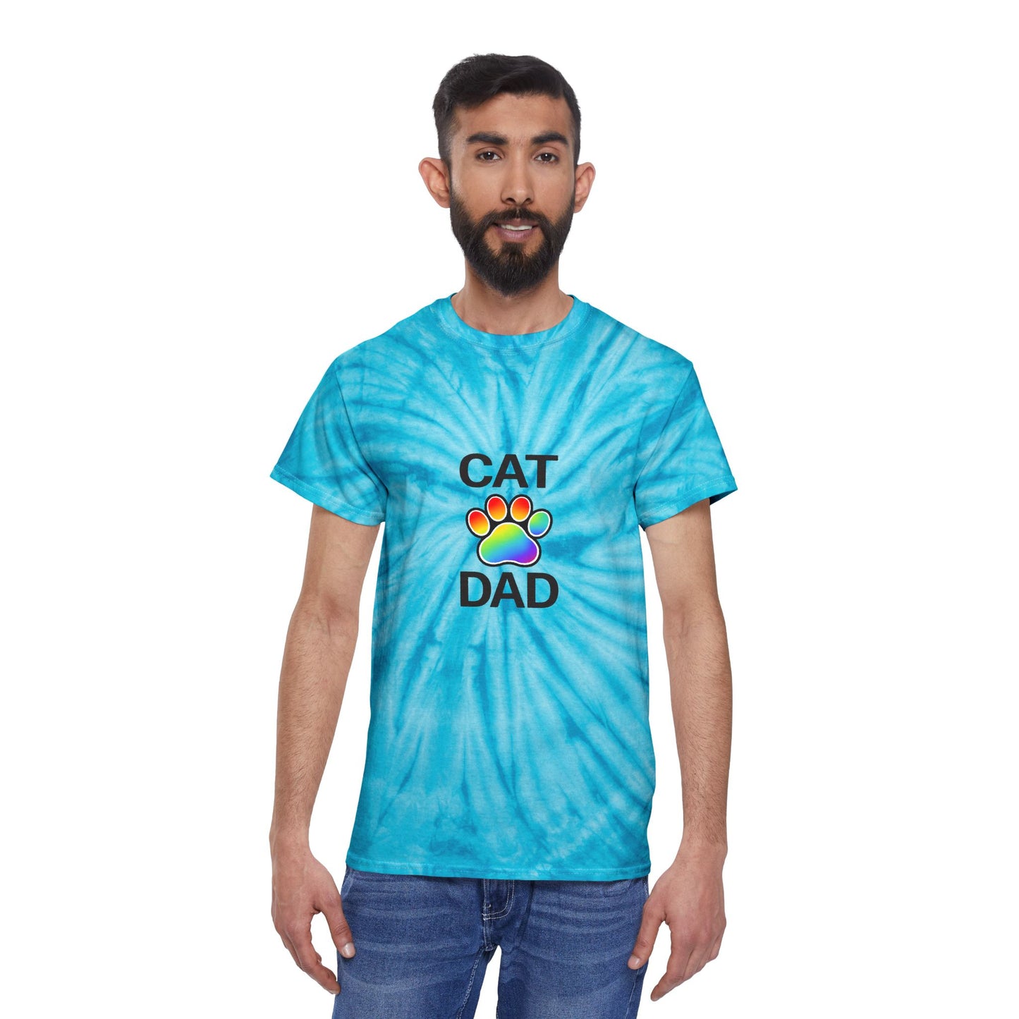 Pride Cat Dad Color Blast Tie-Dye Tee Sizes Small - 2XL (3 colors)