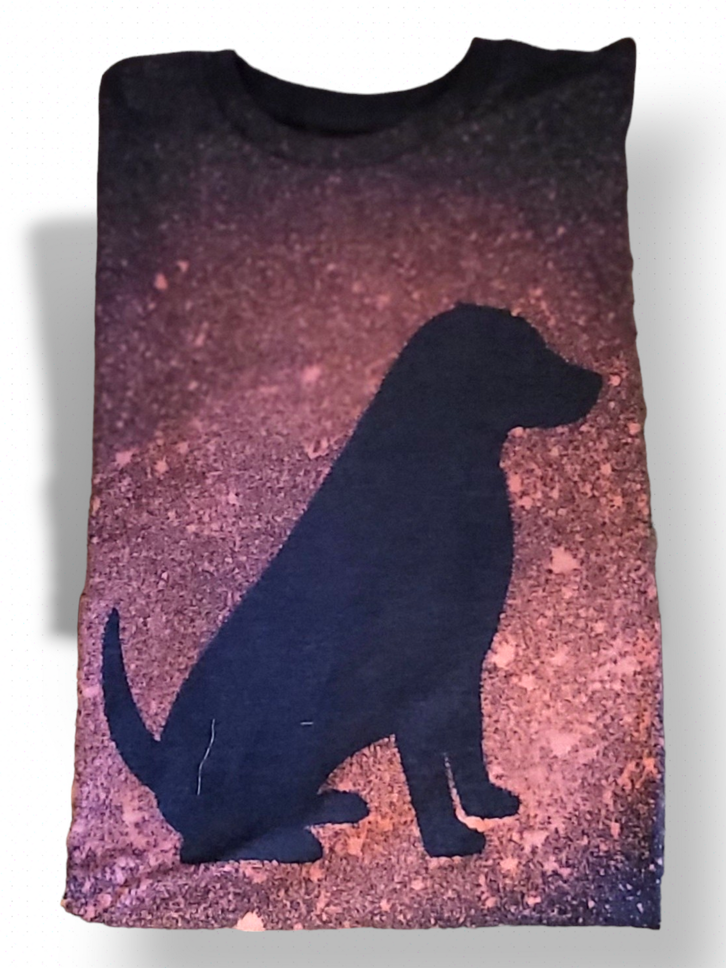 Heathered Navy Blue Pink Splattered Dog Outline