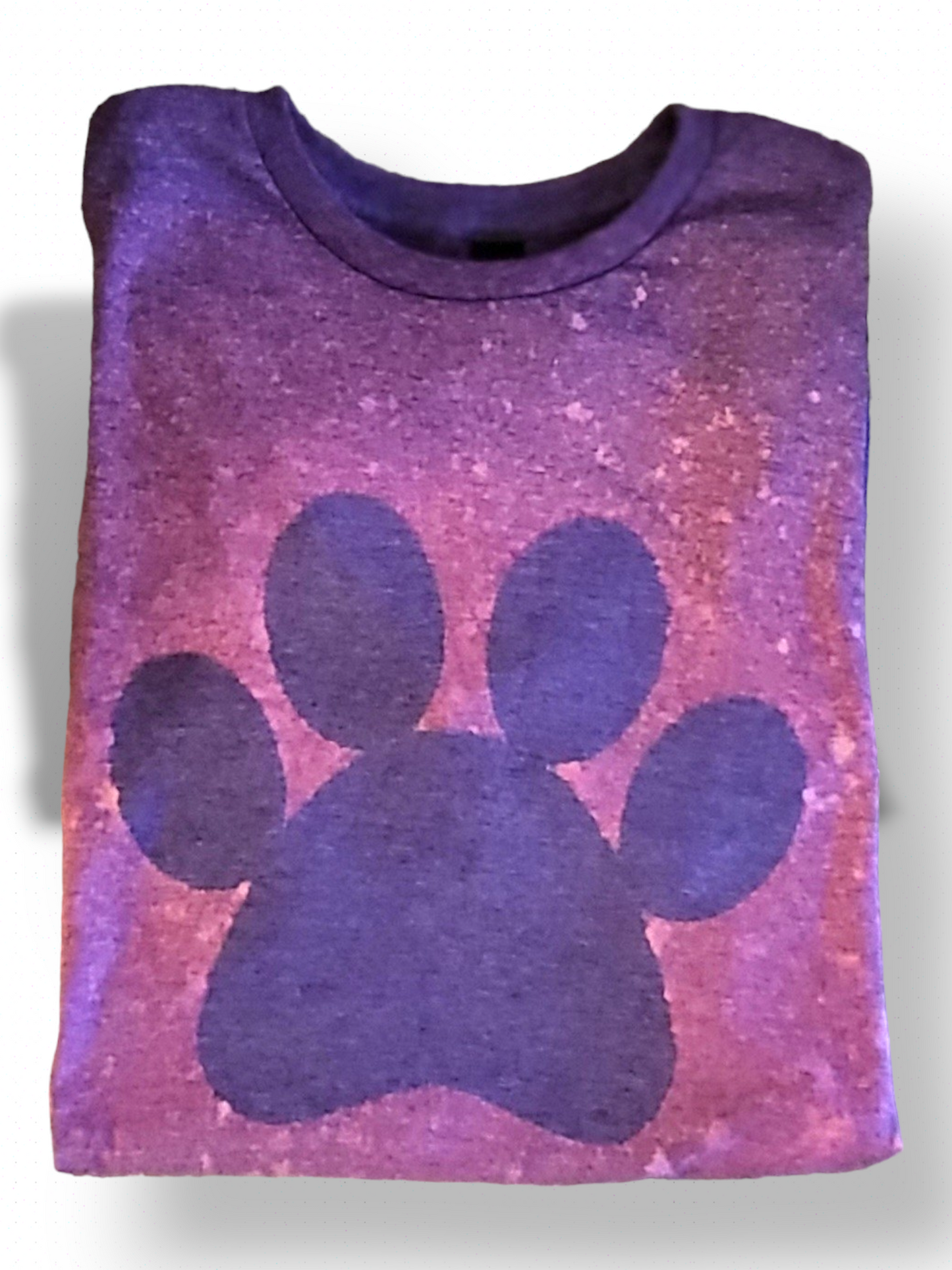 Purple Tee With Pink Splatter Paw Print