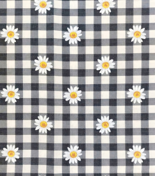 Black Check with Daisies Bandana