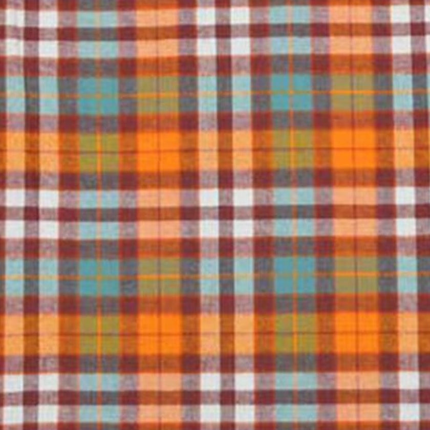 Bright Orange and Teal Check Flannel