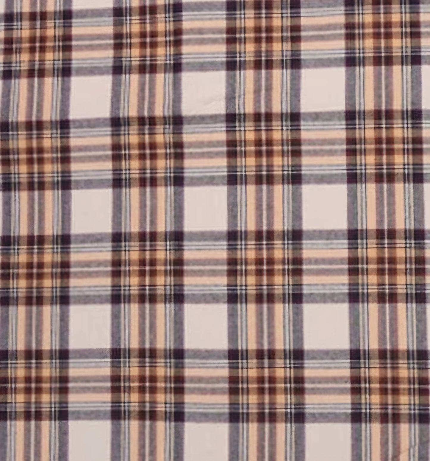 Ivory Pale Yellow and Brown Plaid Flannel