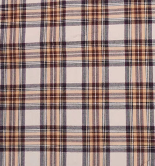 Ivory Pale Yellow and Brown Plaid Flannel
