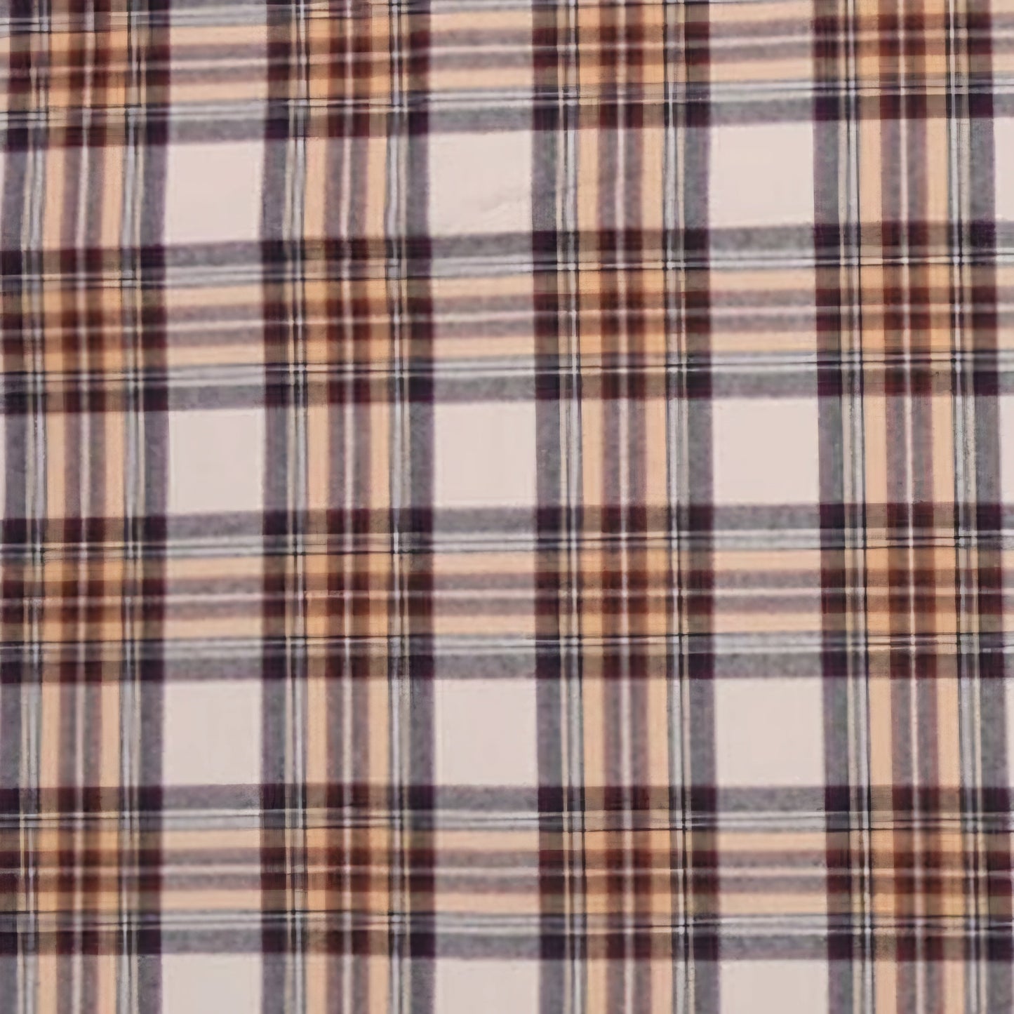 Ivory Pale Yellow and Brown Plaid Flannel