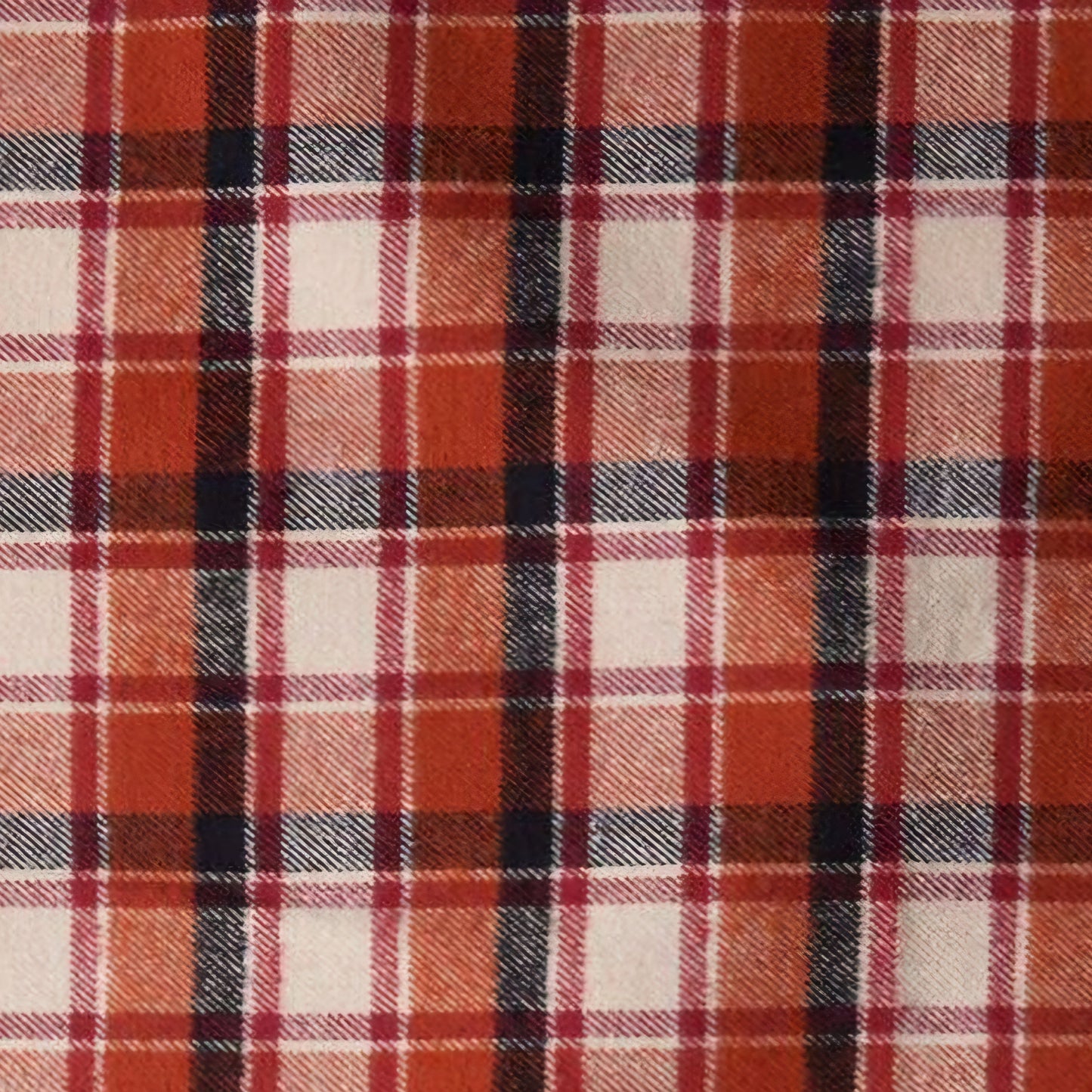 Burnt Orange, Black and Ivory Check Flannel