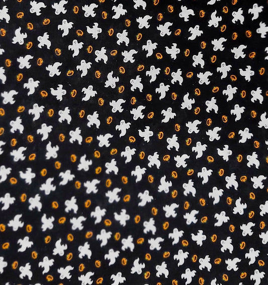 Mini White Ghosts and Pumpkins Cotton Bandana