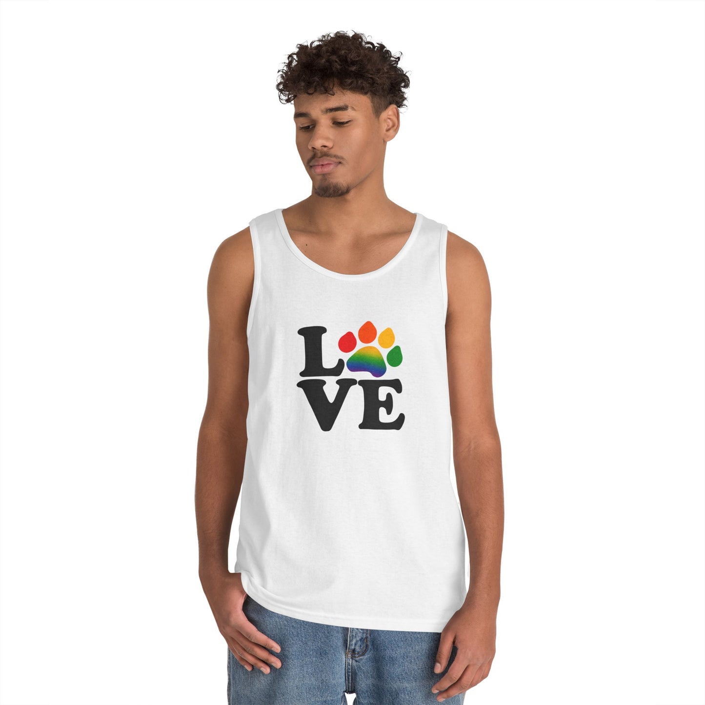 Pride Love is Love White Unisex Heavy Cotton Tank Top