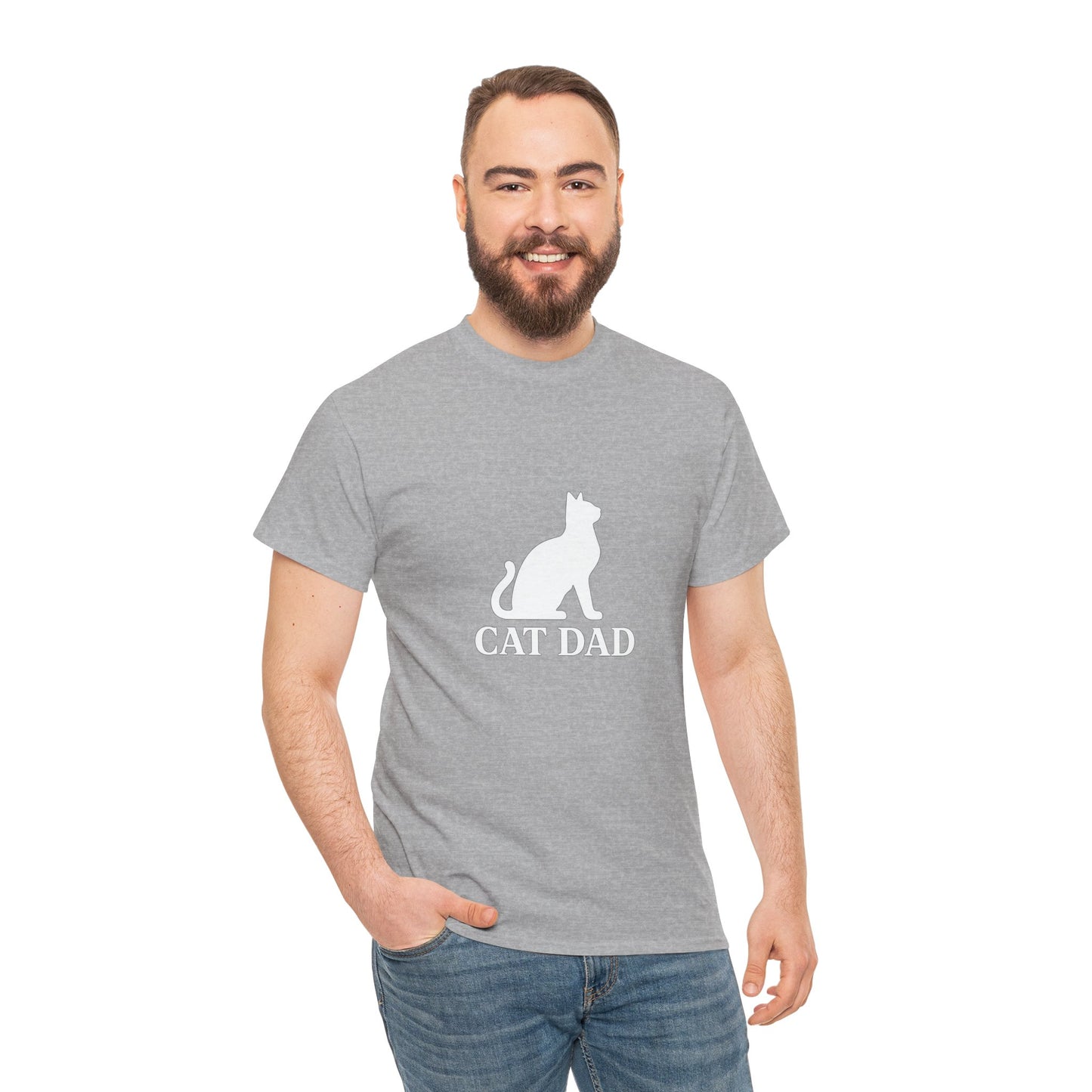 Cat Dad With Cat Heavy Duty Unisex Tee Sizes Small - 5XL (11 colors)