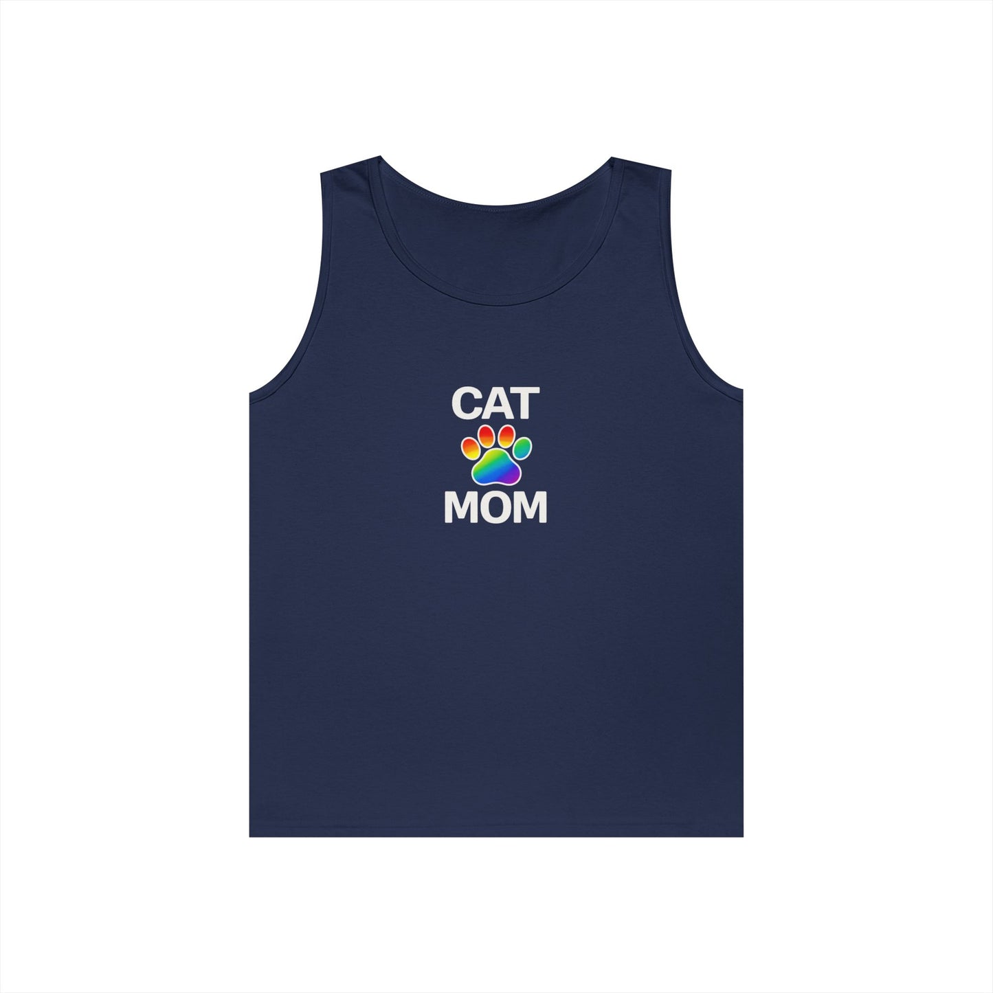 Pride Cat Mom Unisex Heavy Cotton Tank Top (8 Colors)