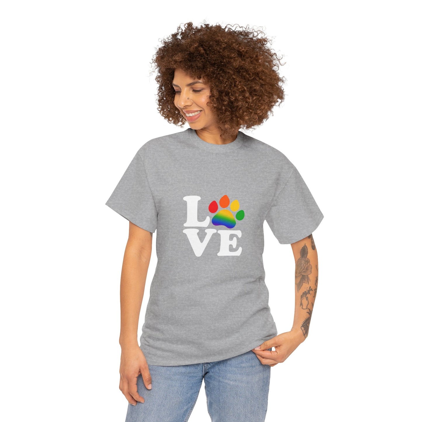 Pride Love Paw Heavy Duty Unisex Tee Sizes Small - 5XL (11 colors)