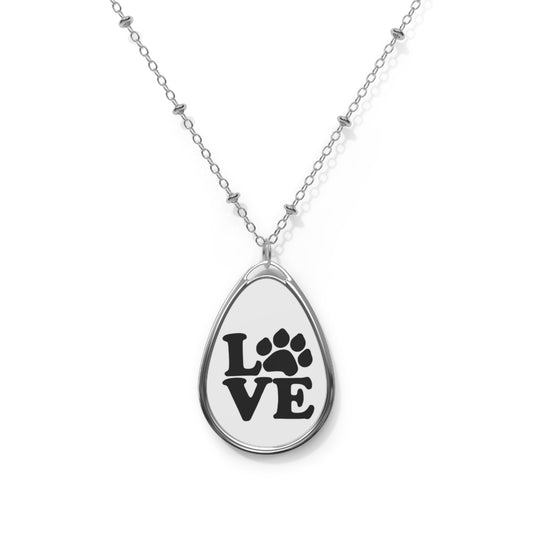 Love Paw Oval Pendant Necklace