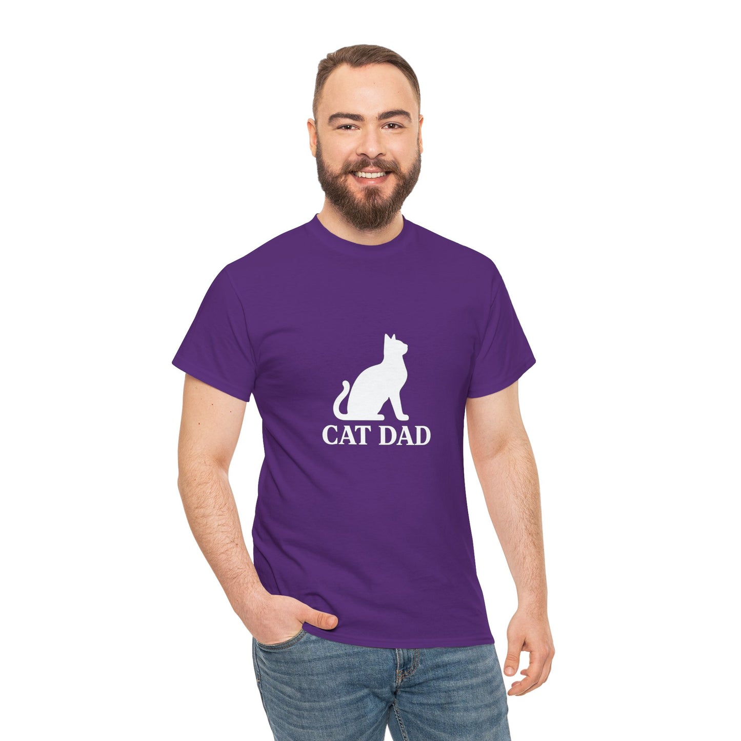 Cat Dad With Cat Heavy Duty Unisex Tee Sizes Small - 5XL (11 colors)
