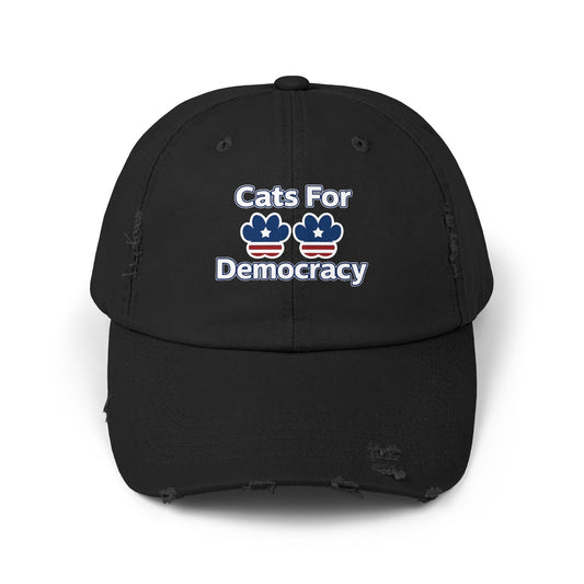 Cats For Democracy Unisex Distressed Cap