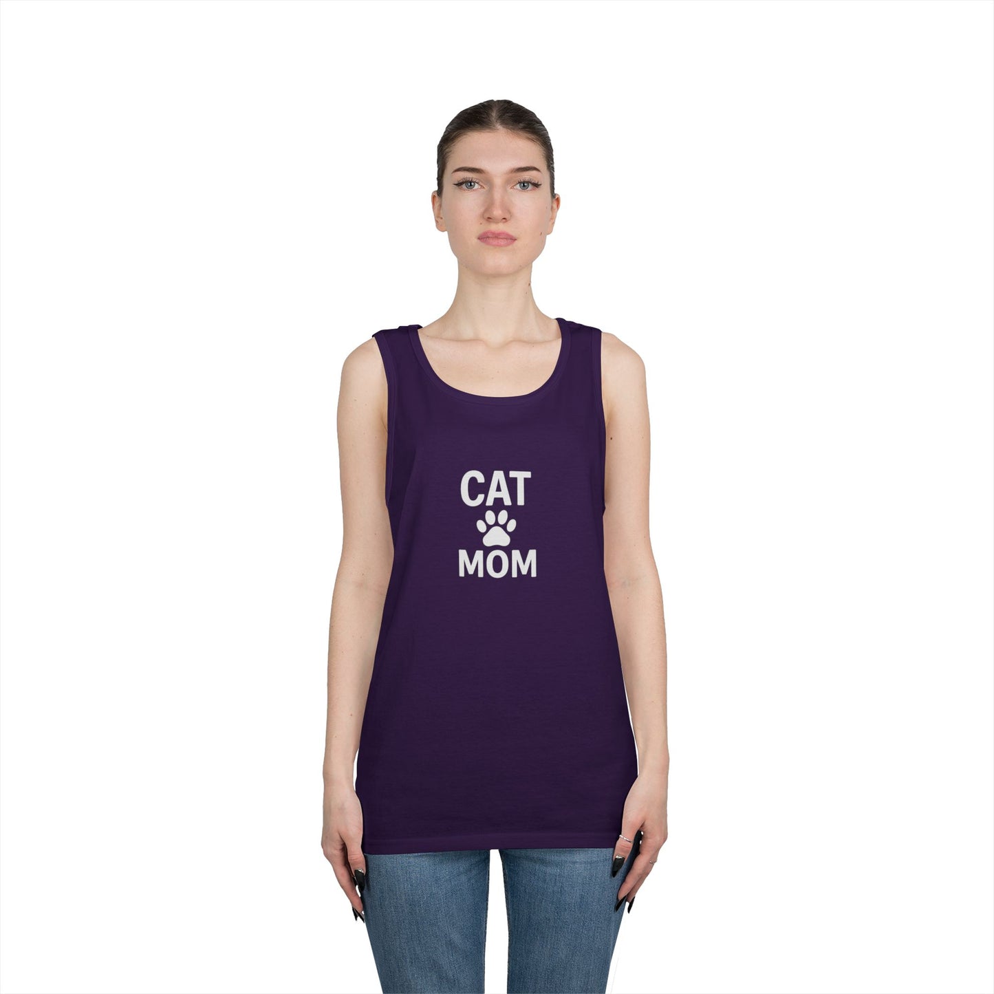 Cat Mom Unisex Heavy Cotton Tank Top (9 colors)