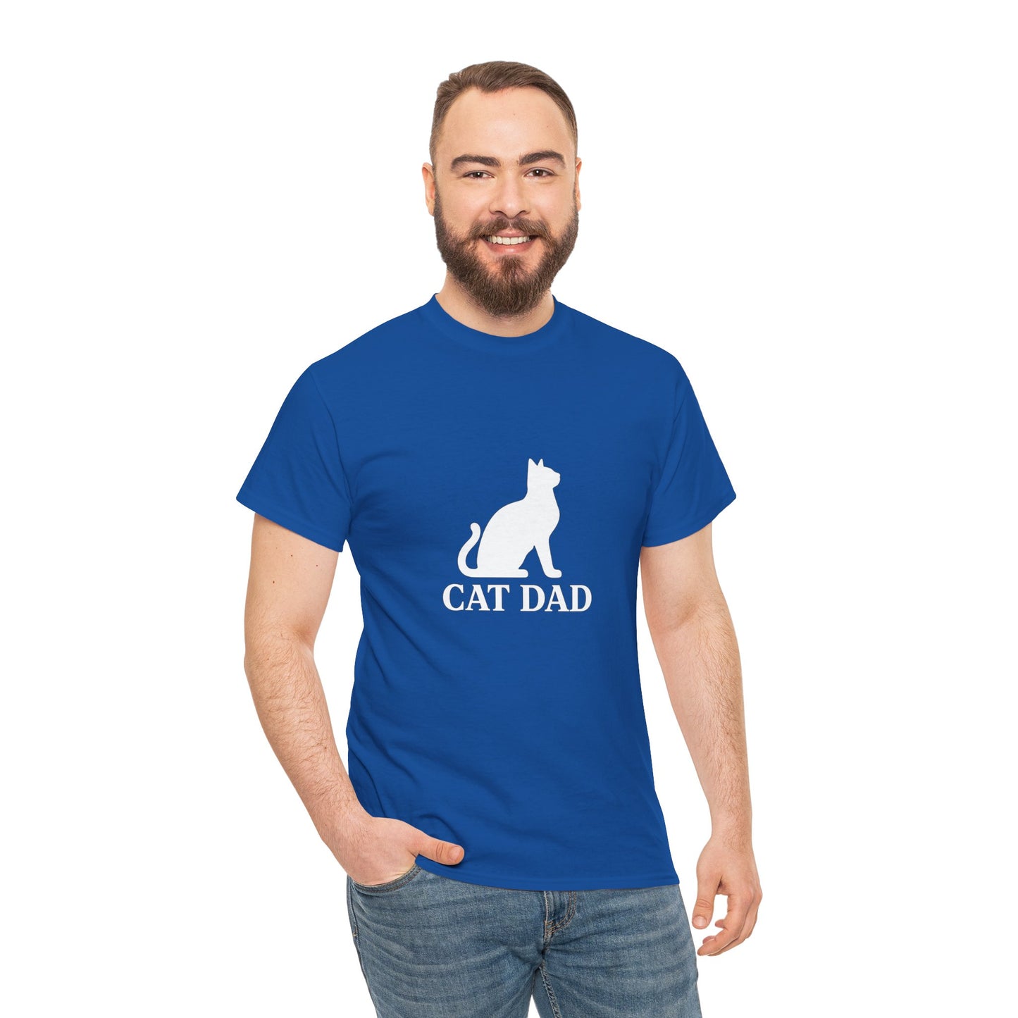 Cat Dad With Cat Heavy Duty Unisex Tee Sizes Small - 5XL (11 colors)