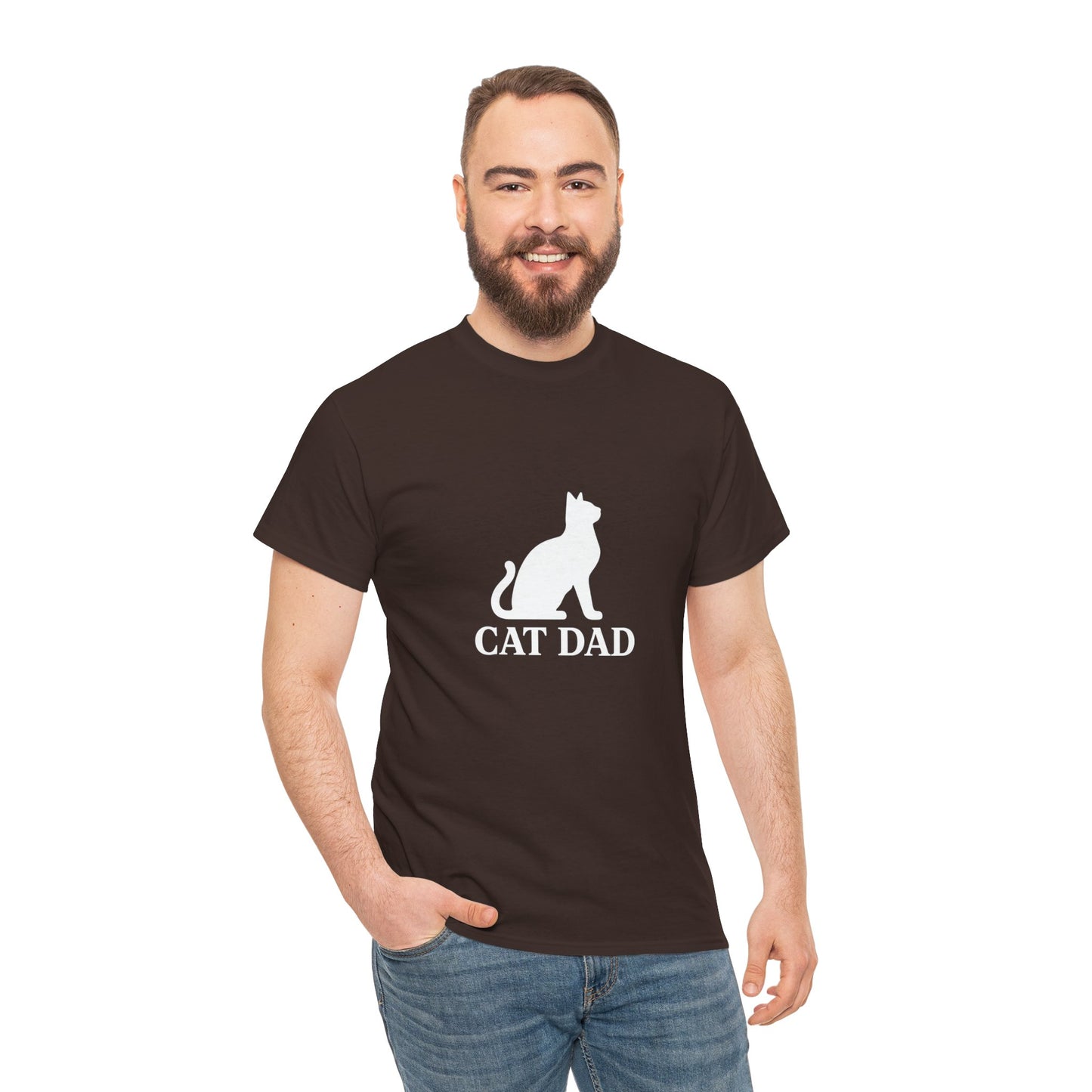 Cat Dad With Cat Heavy Duty Unisex Tee Sizes Small - 5XL (11 colors)