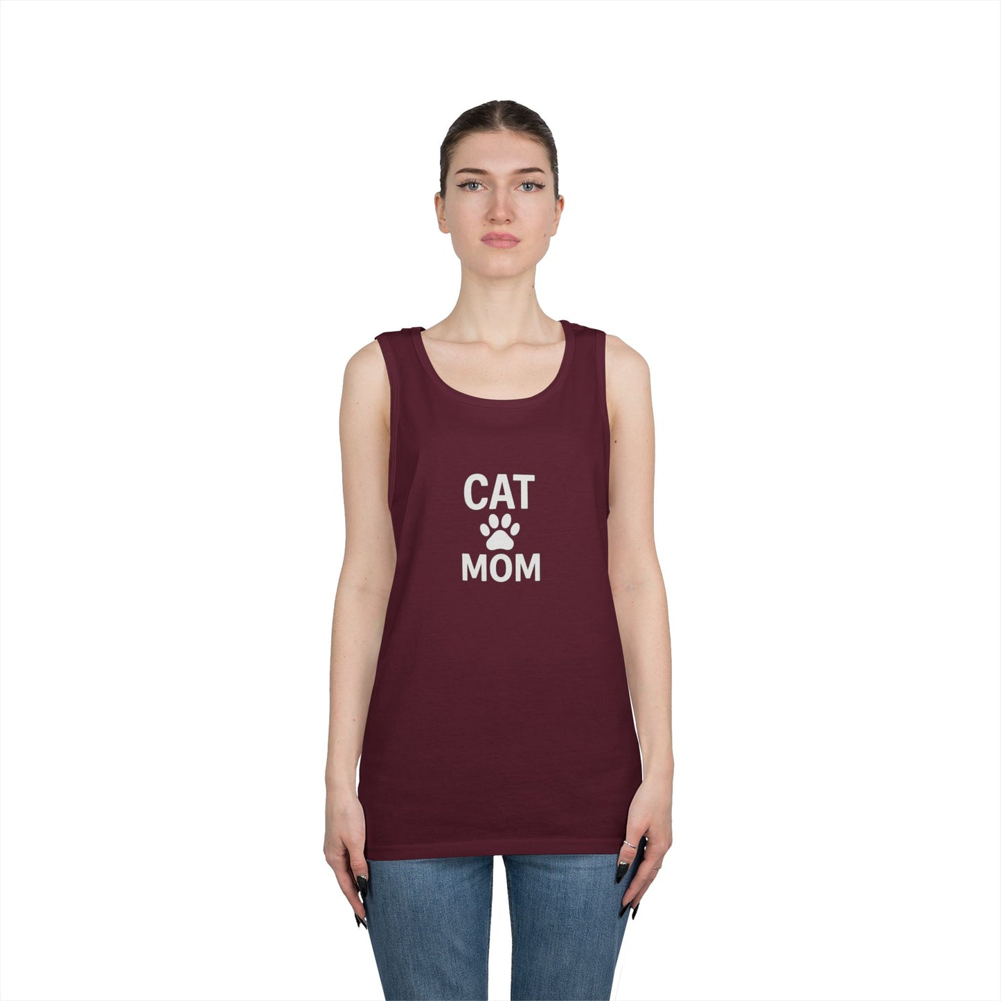 Cat Mom Unisex Heavy Cotton Tank Top (9 colors)