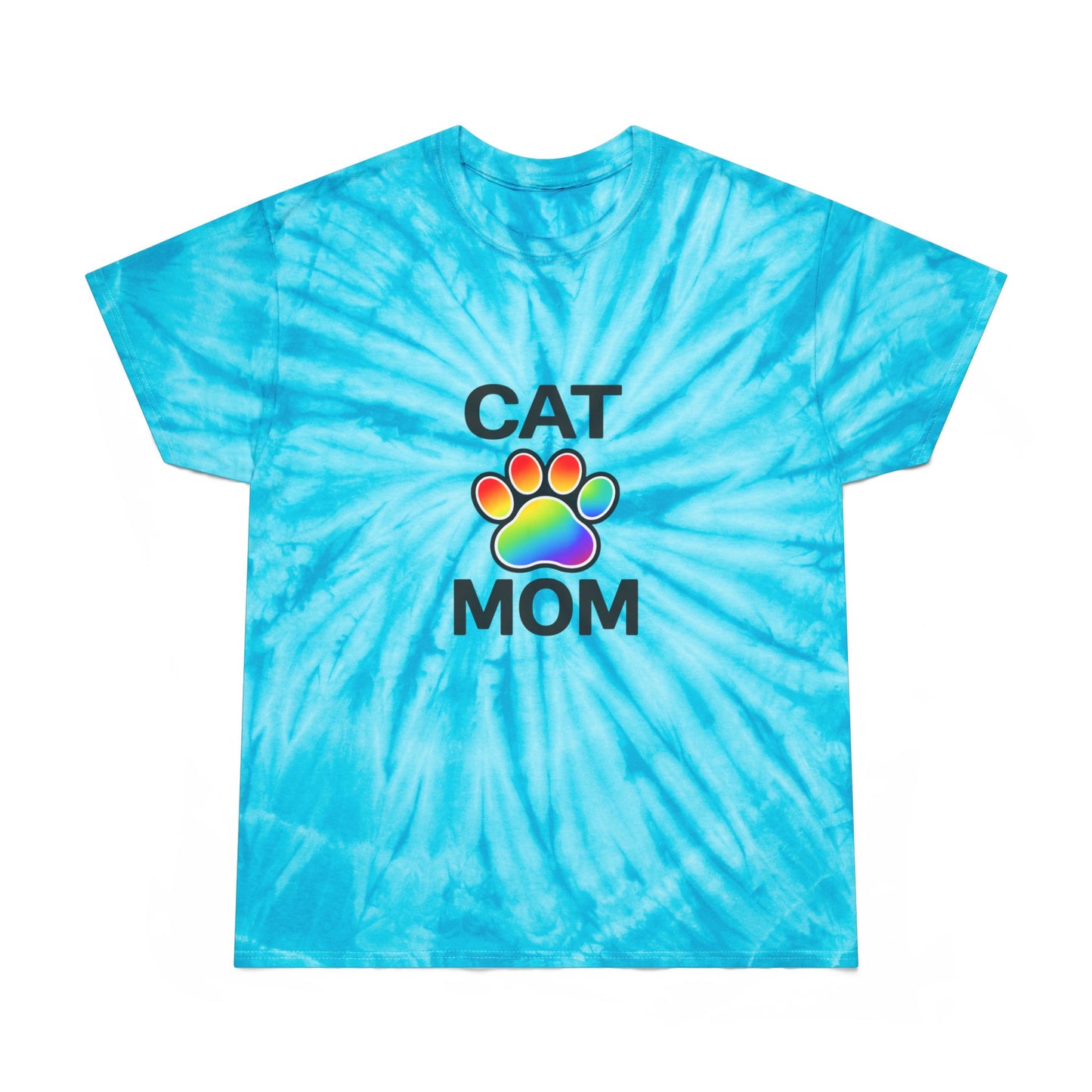 Pride Cat Mom Color Blast Tie-Dye Tee Sizes Small - 2XL (3 colors)
