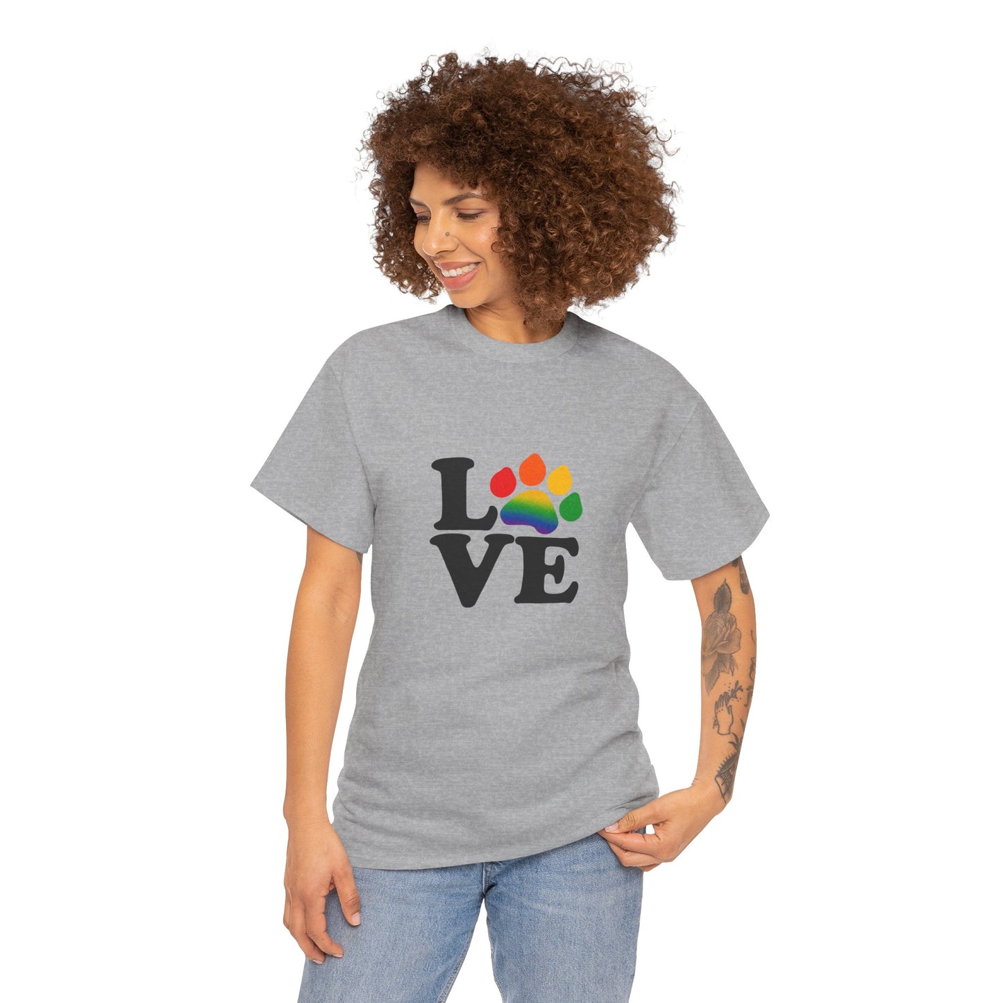 Pride Love Paw Heavy Duty Unisex Tee Sizes Small - 5XL (5 colors)