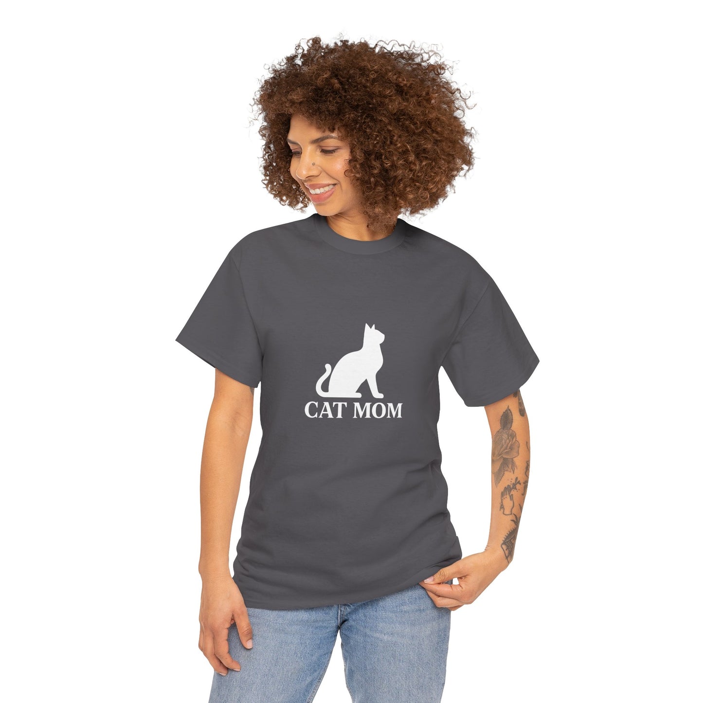 Cat Mom With Cat Heavy Duty Unisex Tee Sizes Small - 5XL (11 colors)