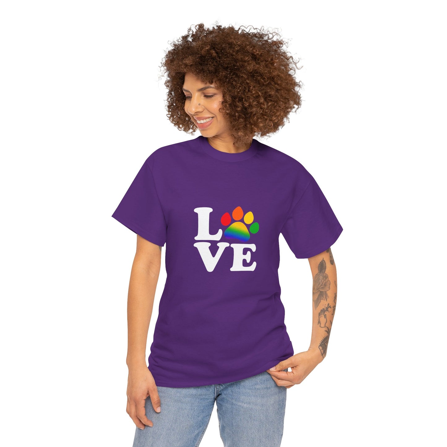 Pride Love Paw Heavy Duty Unisex Tee Sizes Small - 5XL (11 colors)