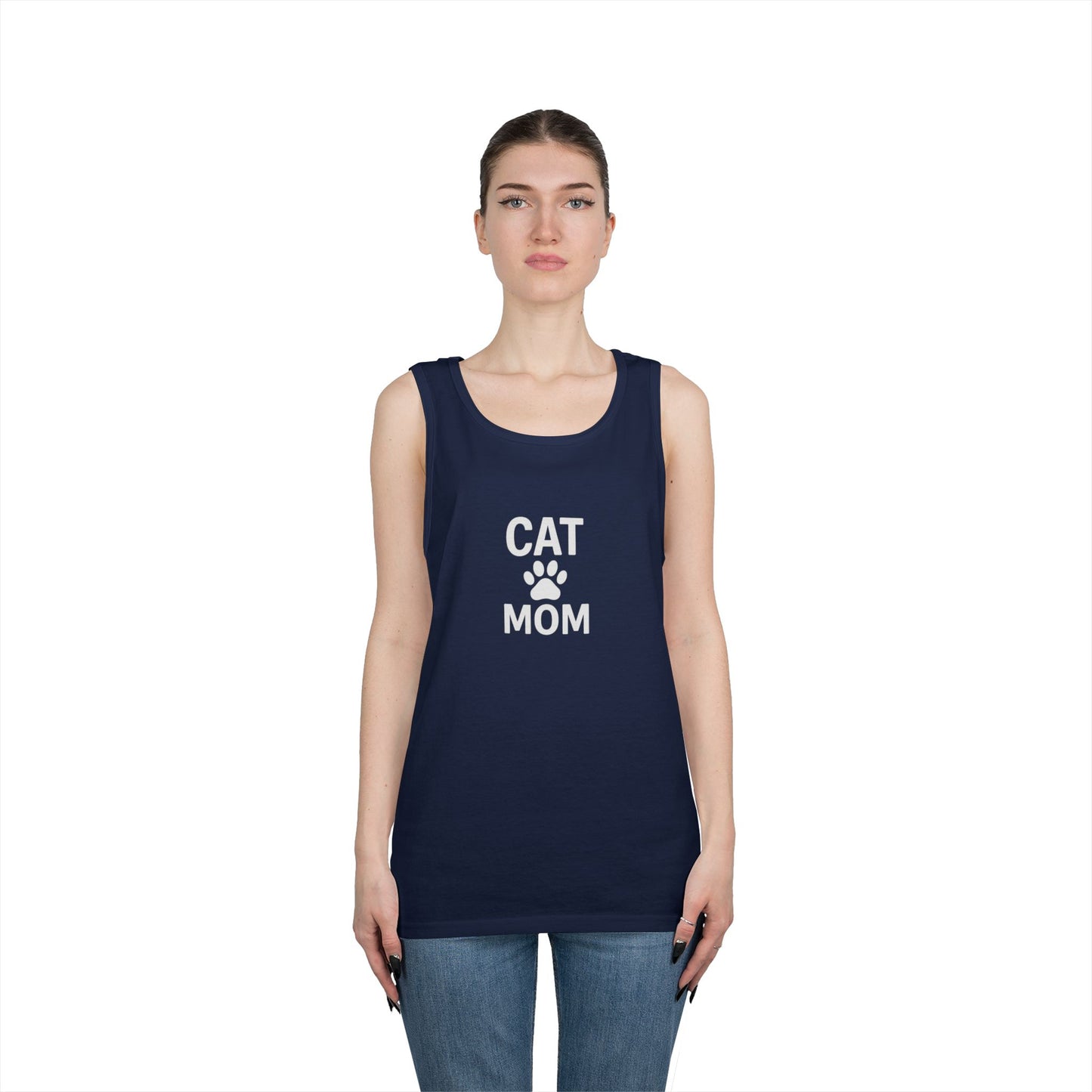 Cat Mom Unisex Heavy Cotton Tank Top (9 colors)