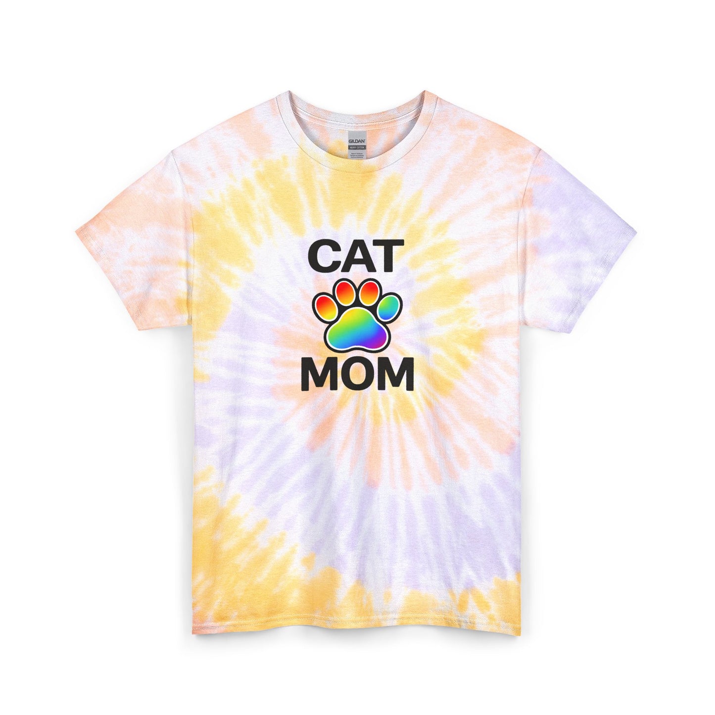 Pride Cat Mom Spiral Tie Dye Tee Unisex Cotton T-Shirt Sizes Small - 2 XL (2 colors)