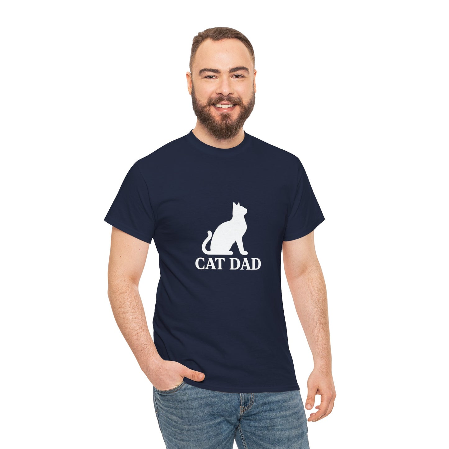 Cat Dad With Cat Heavy Duty Unisex Tee Sizes Small - 5XL (11 colors)