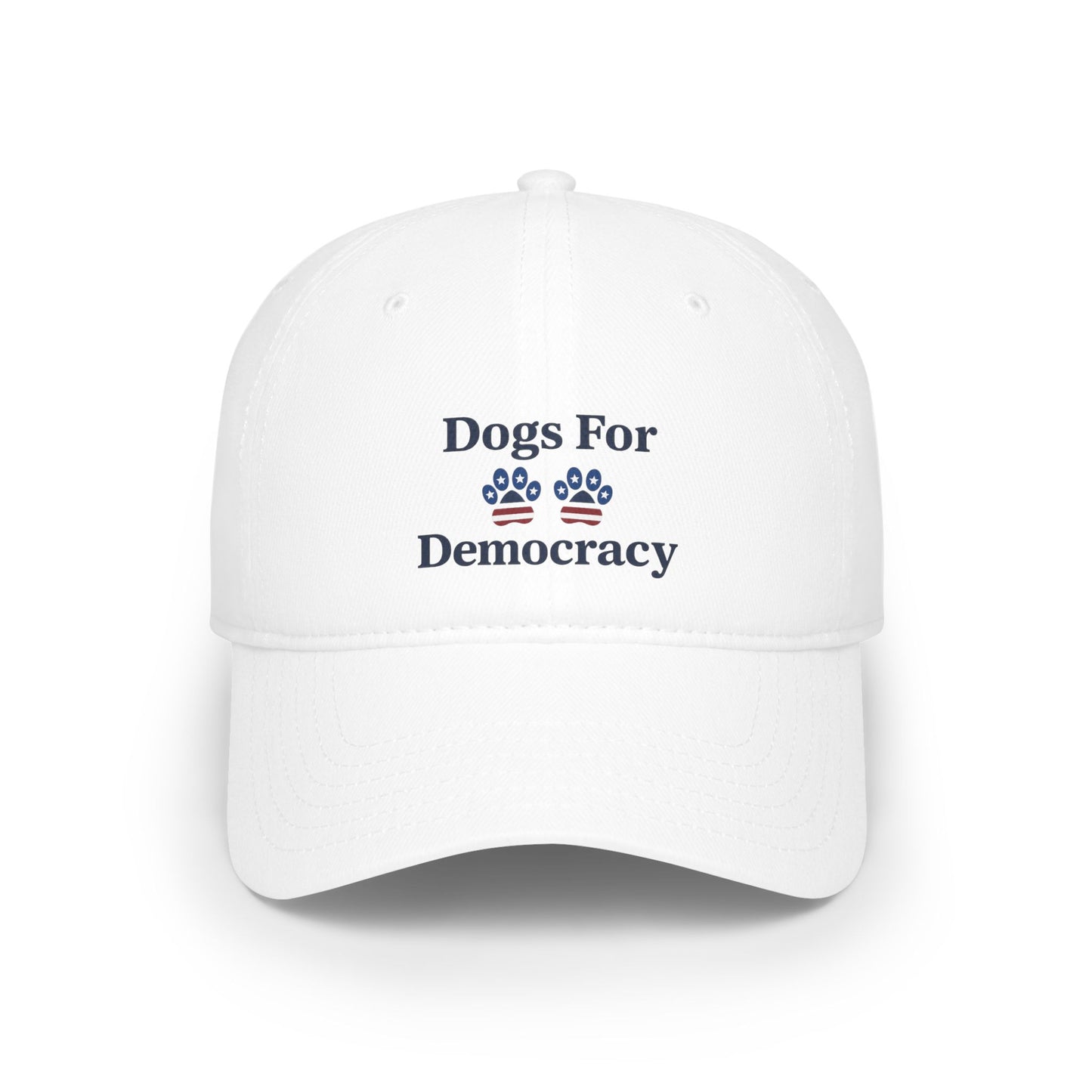 Dogs for Democracy Low Profile White Baseball Cap
