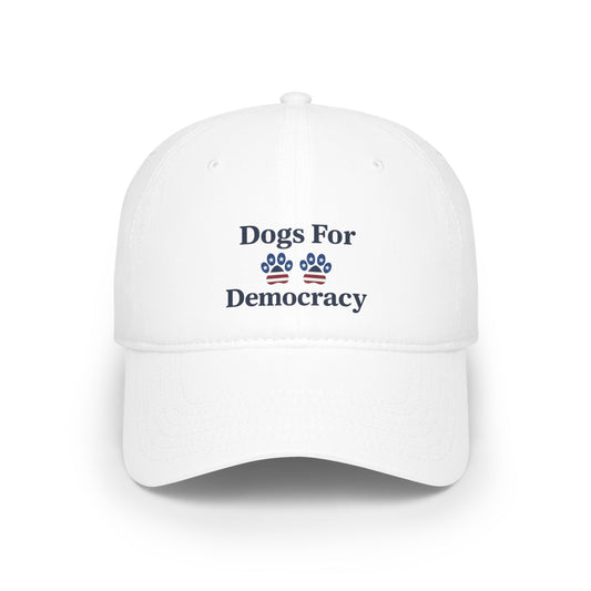 Dogs for Democracy Low Profile White Baseball Cap