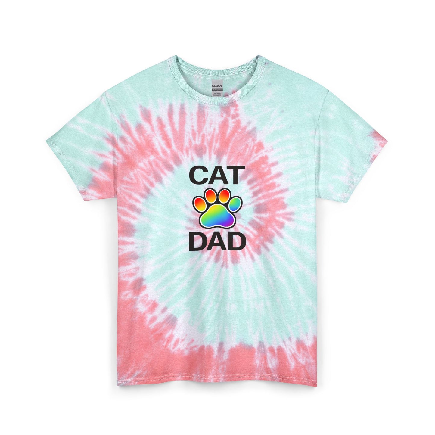 Pride Cat Dad Spiral Tie Dye Tee Unisex Cotton T-Shirt Sizes Small - 2 XL (2 colors)
