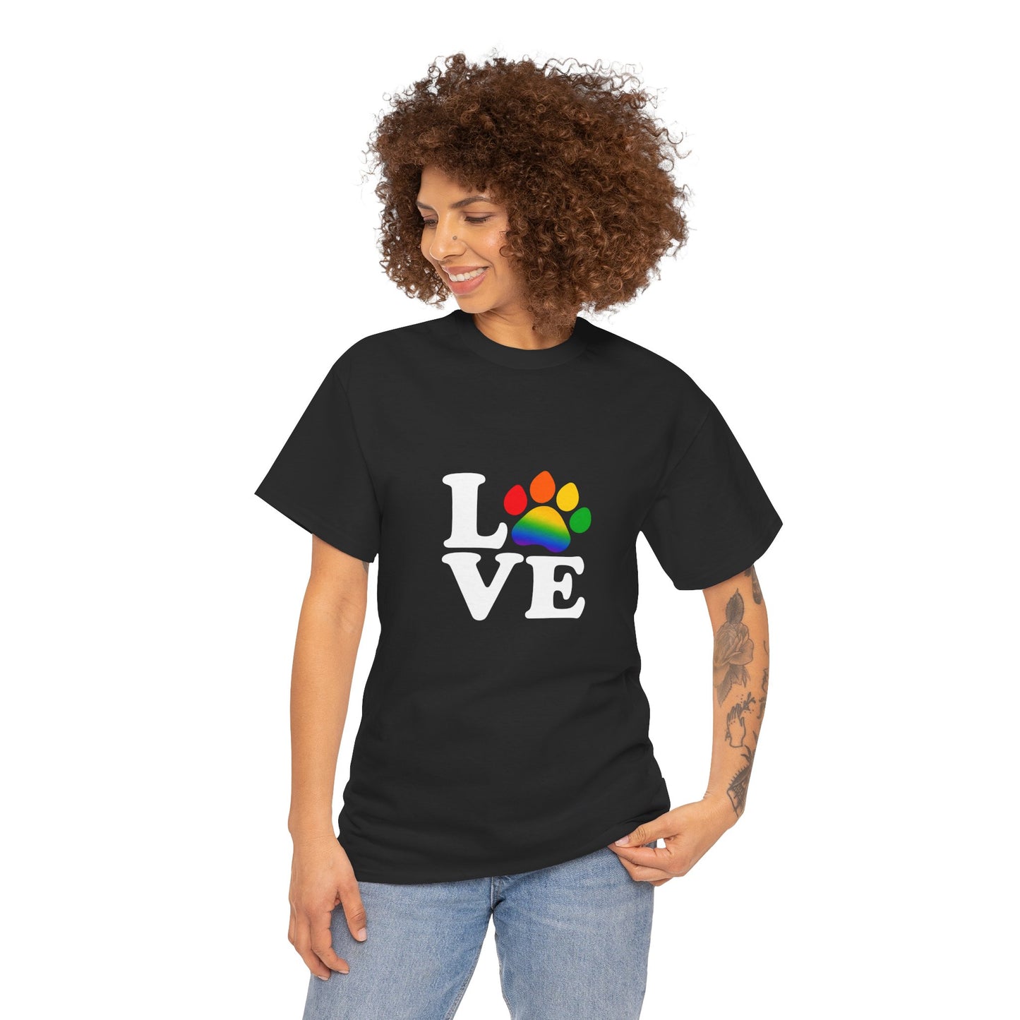 Pride Love Paw Heavy Duty Unisex Tee Sizes Small - 5XL (11 colors)