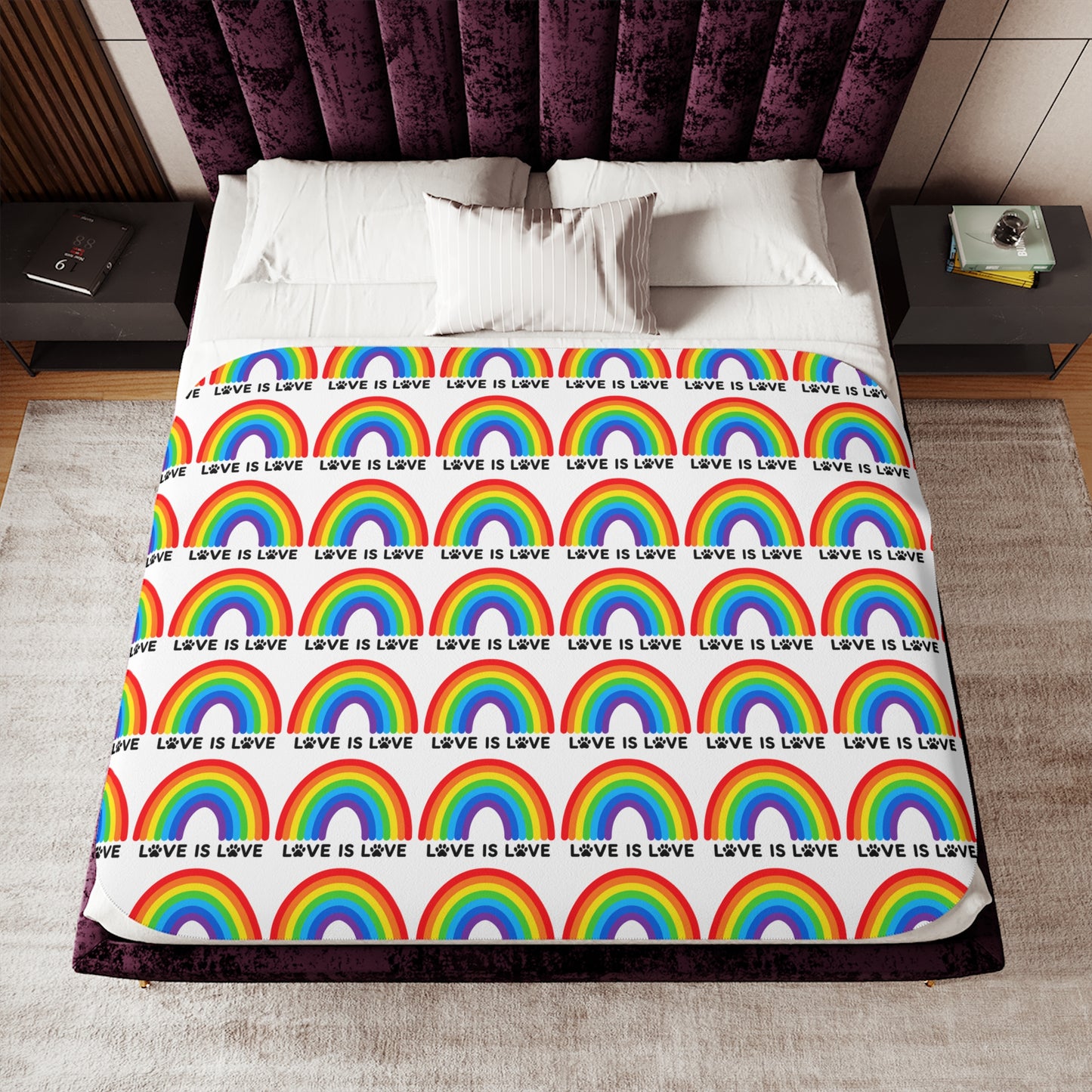 Pride Love Is Love Cozy Sherpa Paw Blanket (3 sizes)