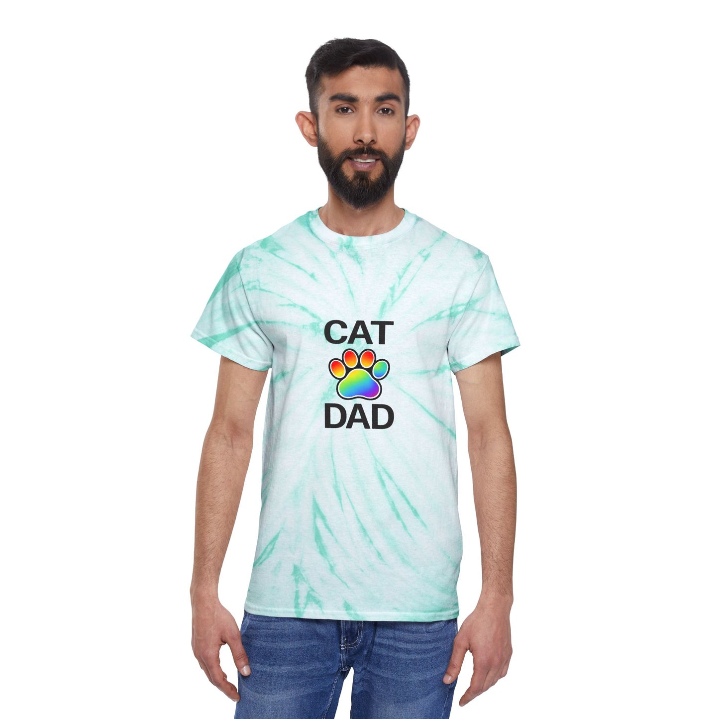 Pride Cat Dad Color Blast Tie-Dye Tee Sizes Small - 2XL (3 colors)